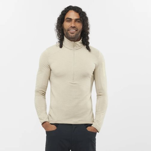 Cream Salomon Outline Half Zip Men's Sweatshirt | PH 96135M